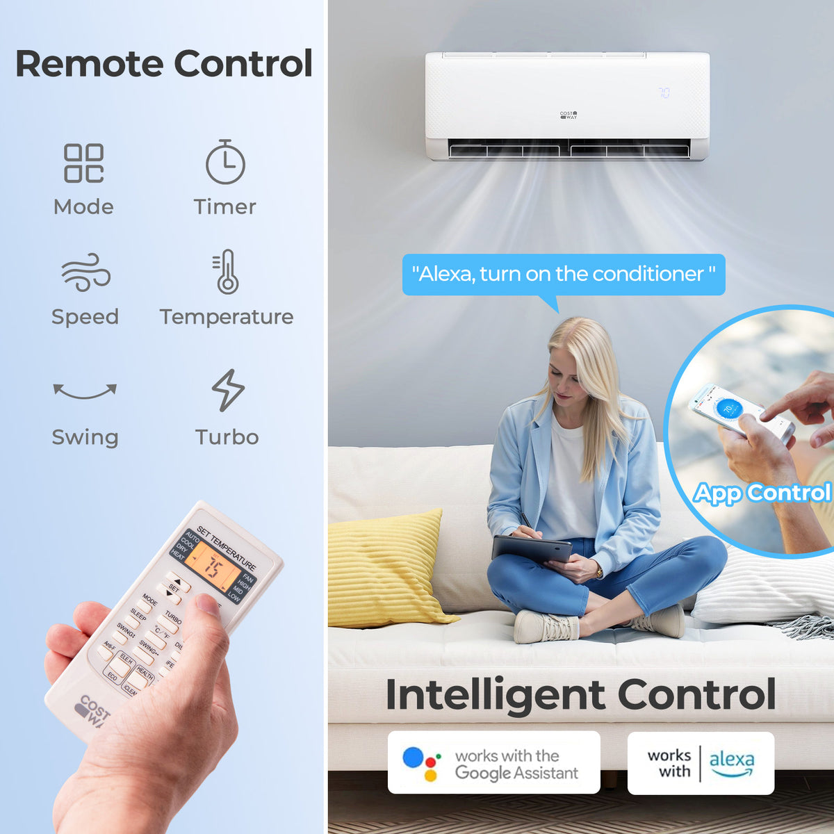 Airtural 12,000 BTU mini split remote control