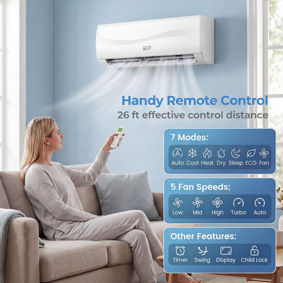 Blast 9,100 BTU mini split remote control, view 4