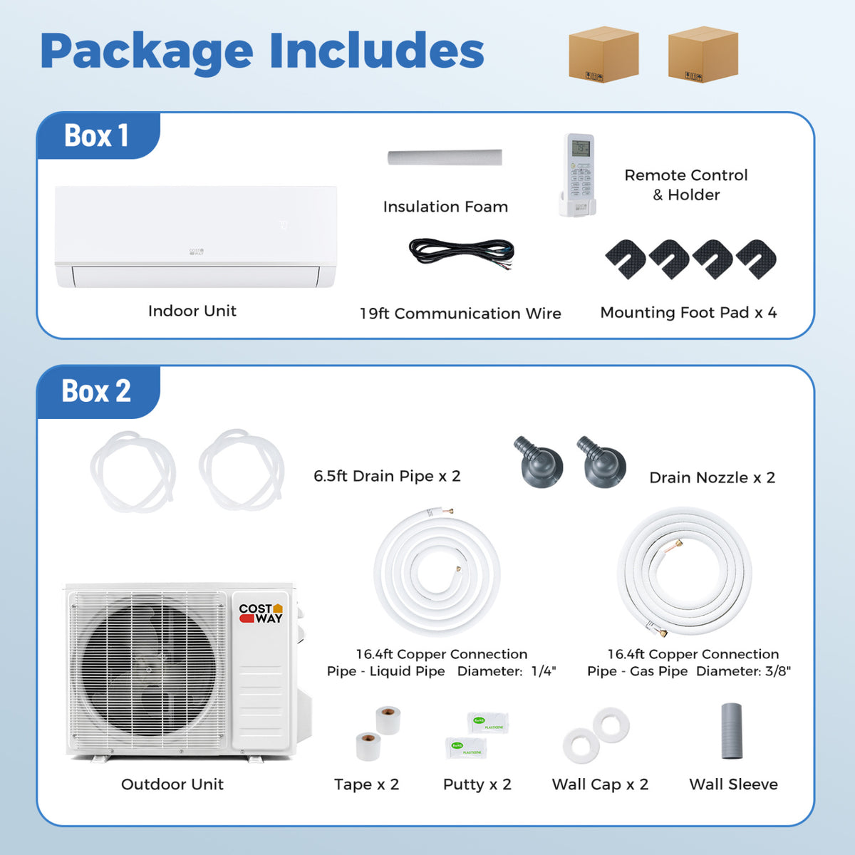 Blast Pro 24,000 BTU mini split indoor air handler and outdoor condenser, view 2