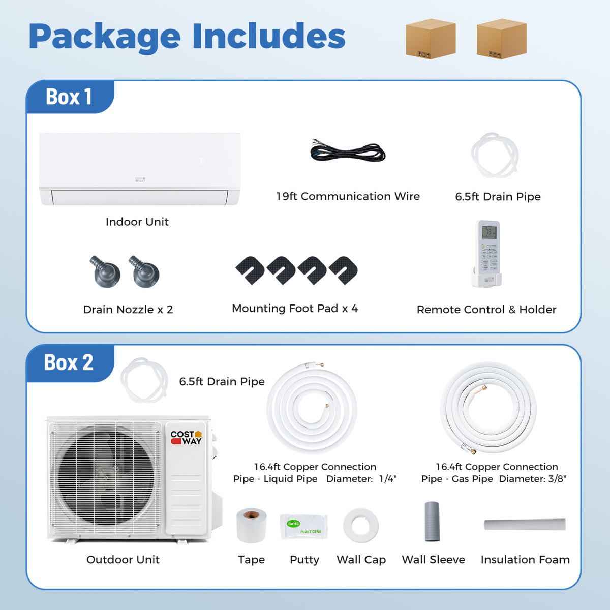 Blast Pro 9,000 BTU mini split indoor air handler and outdoor condenser