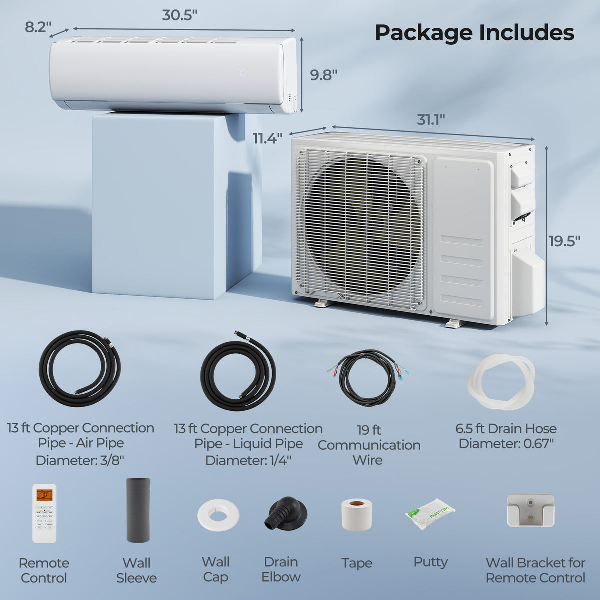 EchoCool 11,500 BTU mini split remote control, view 2