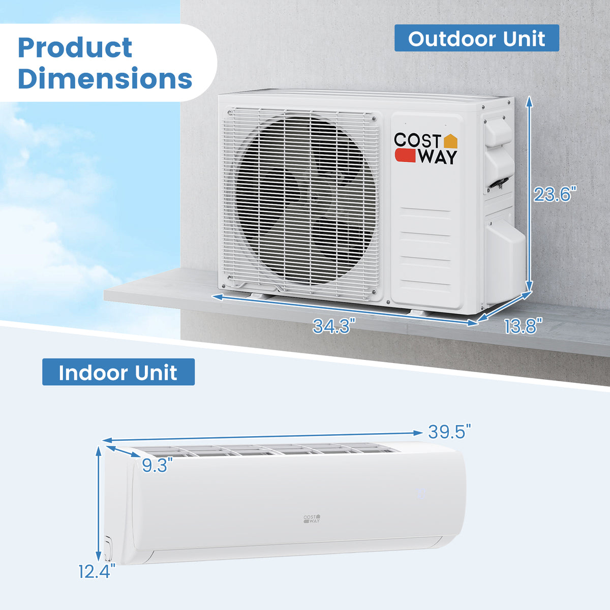 EchoCool 23,000 BTU mini split indoor air handler and outdoor condenser