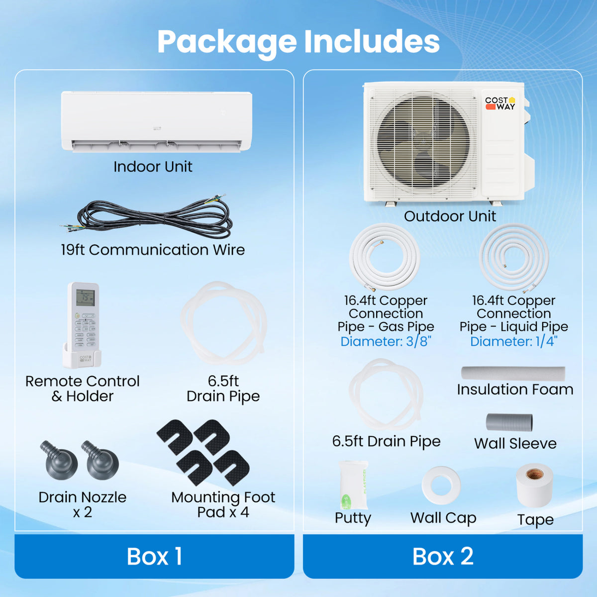 EcoGuard 12,000 BTU mini split indoor air handler and outdoor condenser