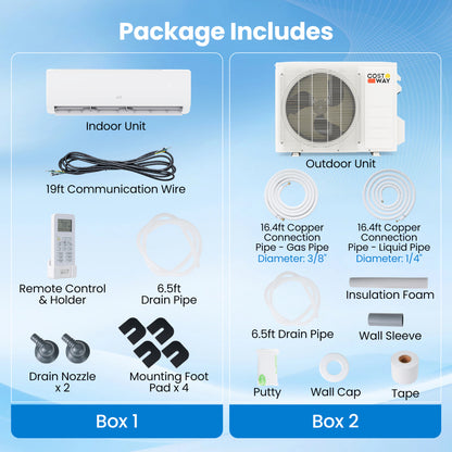 EcoGuard 12,000 BTU mini split indoor air handler and outdoor condenser