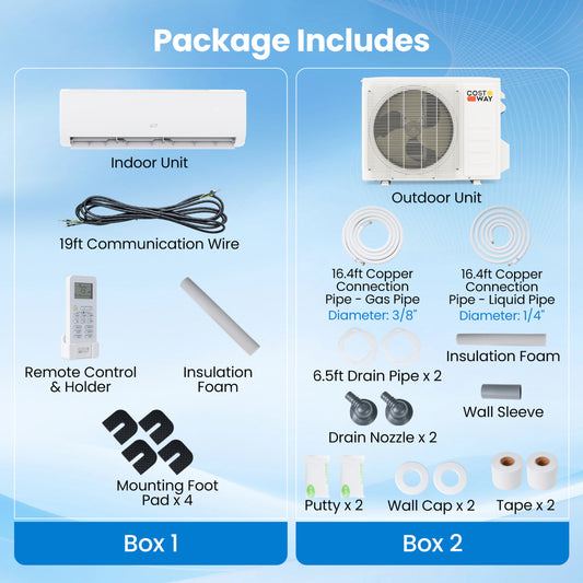 EcoGuard 18,000 BTU mini split indoor air handler and outdoor condenser