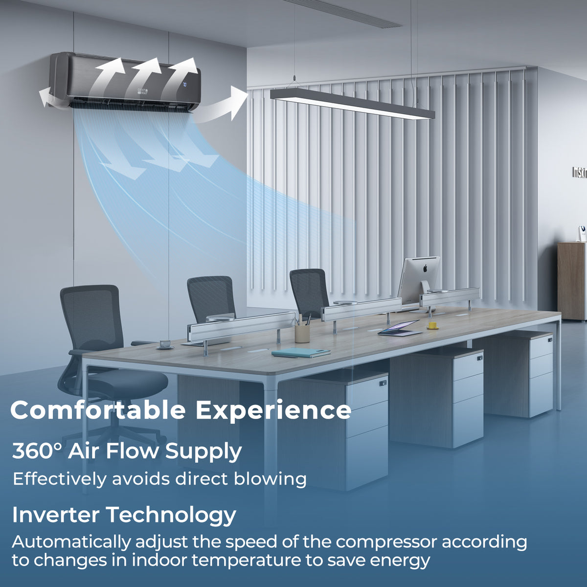 GreyVolt 18,000 BTU mini split indoor air handler, gray panel