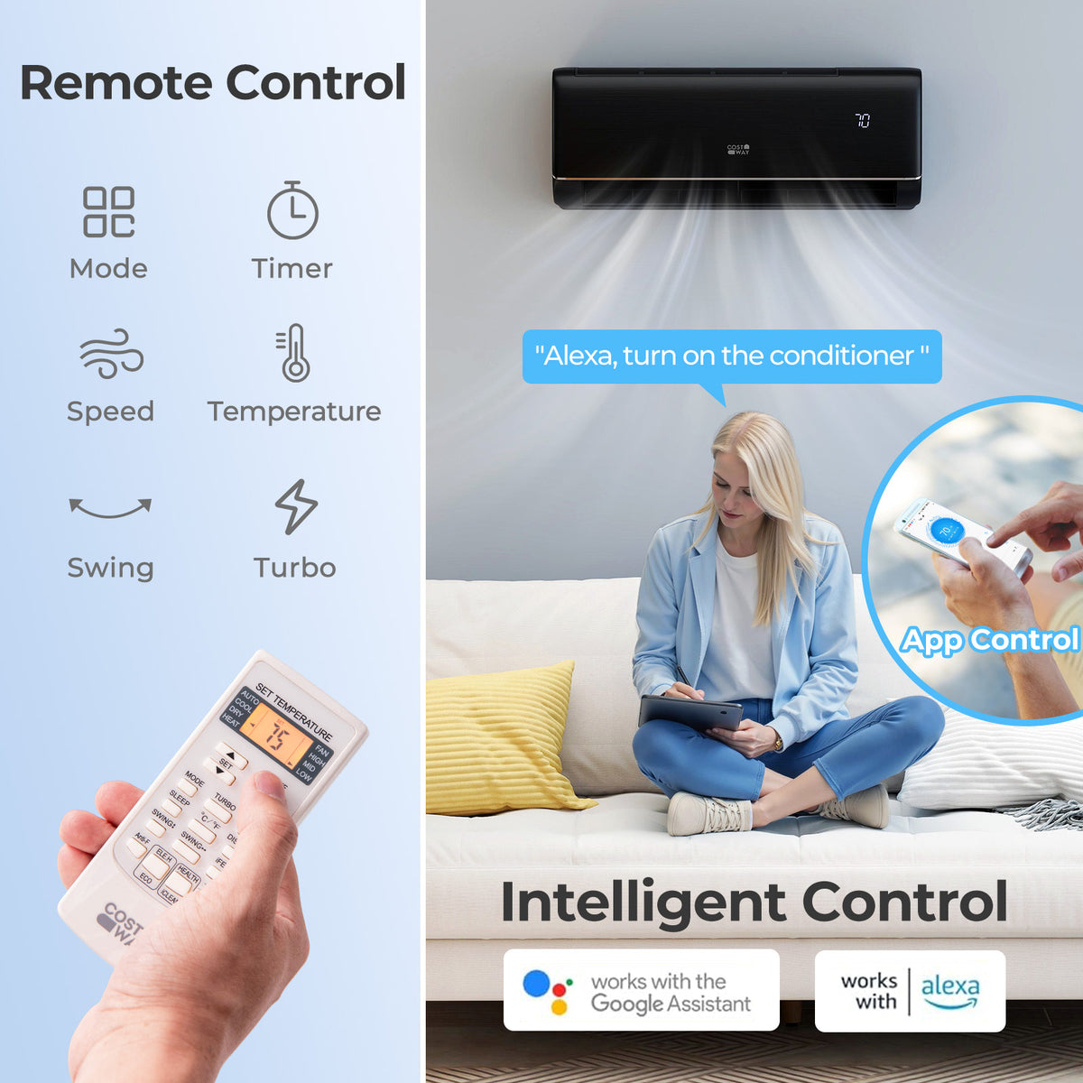 GreyVolt 9,100 BTU mini split remote control