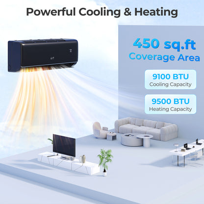 GreyVolt 9,100 BTU mini split installed in a room